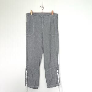 XCVI Werables striped linen cotton baggy pants hem length black white Sz small